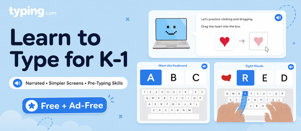 Meet the New Kindergarten and 1st Grade Typing Curriculum